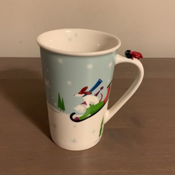 Starbucks “Winter Wonderland” White and Red Porcelain Mug with Airplane Handle - Picture 2 of 6